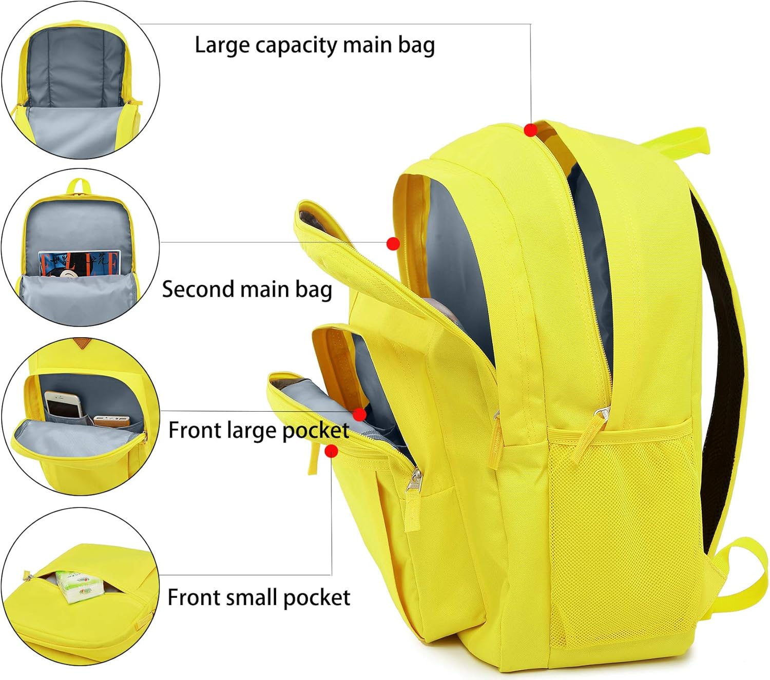 abshoo Classical Basic Travel Backpack For School Water Resistant Bookbag - Image 7