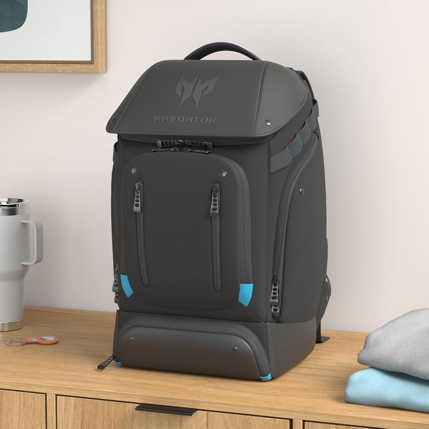 Acer PBG591 Predator Utility Gaming Backpack, Water Resistant and Tear Proof Travel Backpack Fits and Protects Up to 17.3" Predator Gaming Laptop, Black with Teal Accents - Image 2