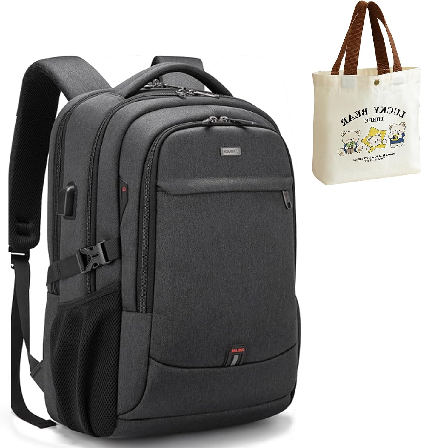 DUSLANG 17 Inch Laptop Backpack for Travel Water Resistant College Backpack for Men\/Women Laptop Bag with USB Charging Port,Black - Image 36