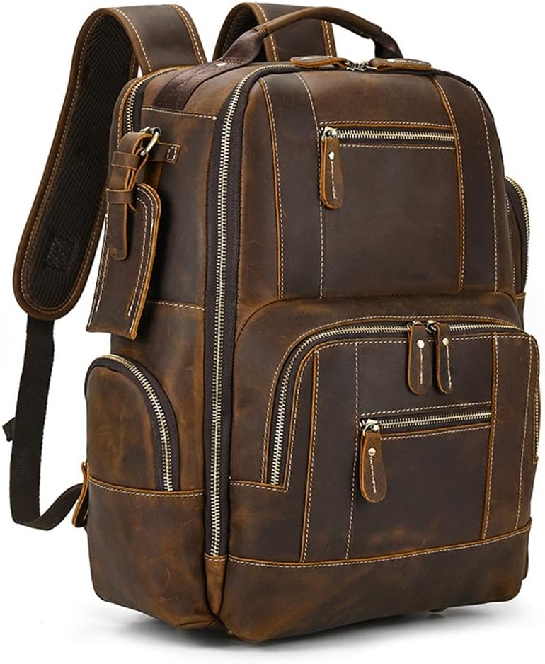 DUYHBAWRS Men's Handmade Retro Large Capacity Backpack Backpack Men's Bag Travel Bag Computer Bag - Image 5
