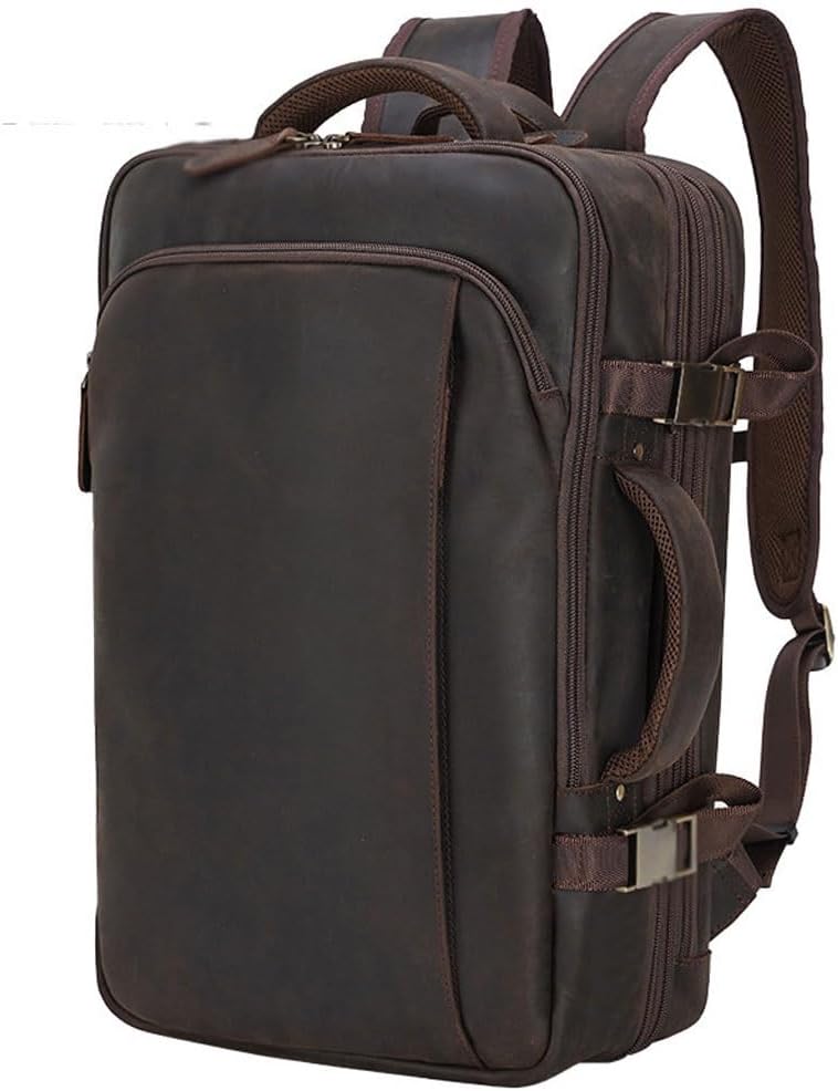 DUYHBAWRS Travel Business Backpack Leather Men's Bag Multi functional Handbag Large Capacity Backpack