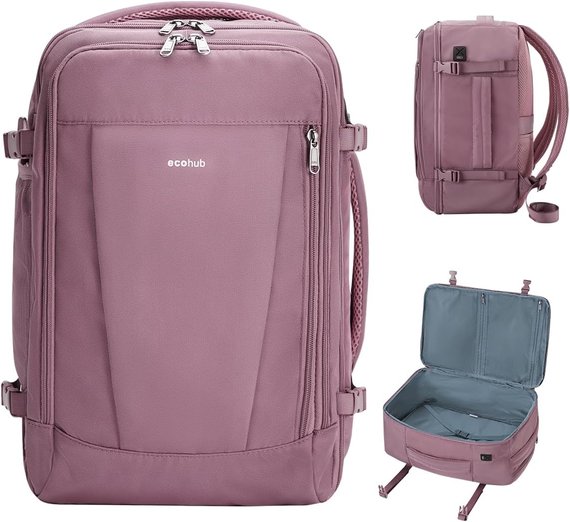 ECOHUB 17'' Small Travel Backpack, United Airlines Personal Item Bag 16.7"x10"x8" with 13 Pockets Carry on Backpack with USB Port Luggage Sleeve Travel Essentials for Men Women Water Resistant, Black - Image 12