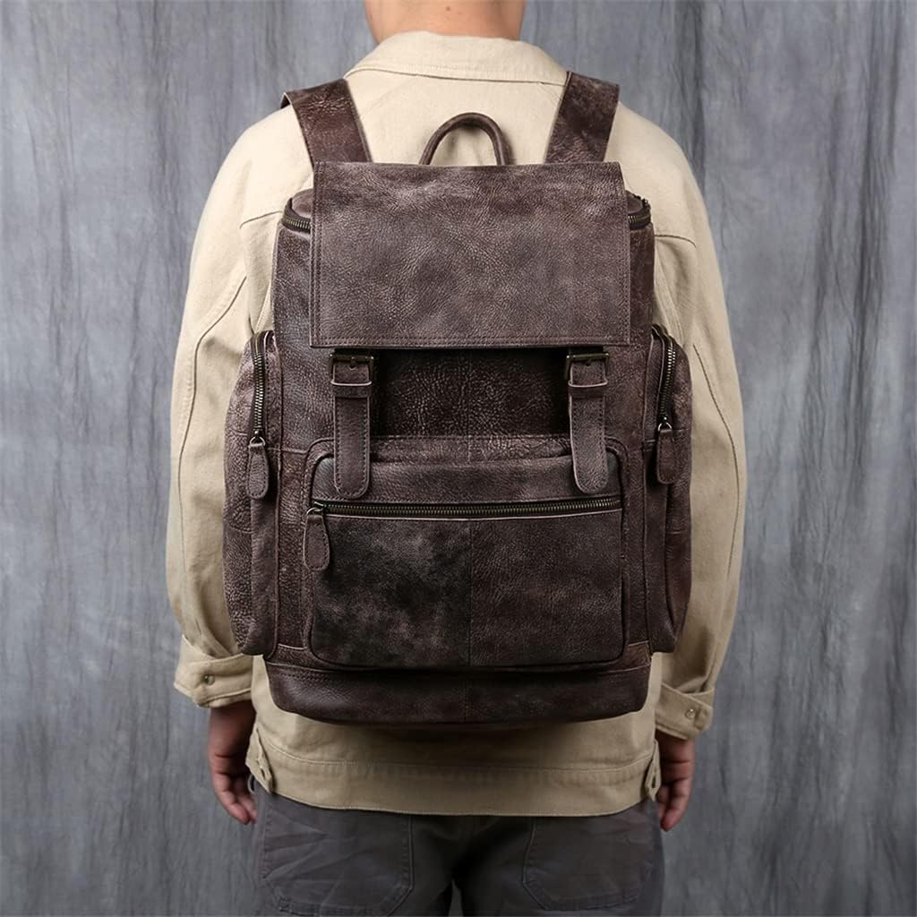 ERTXGBA Vintage Genuine Leather Backpack First Layer Cowhide Backpack Leisure Travel Bag Large Capacity Laptop Bag For 16inch - Image 3
