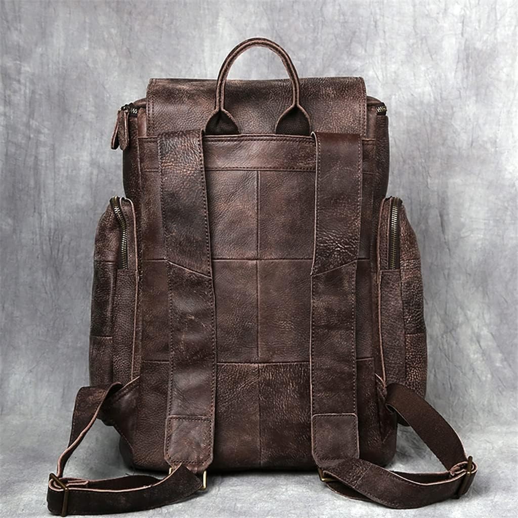 ERTXGBA Vintage Genuine Leather Backpack First Layer Cowhide Backpack Leisure Travel Bag Large Capacity Laptop Bag For 16inch - Image 2