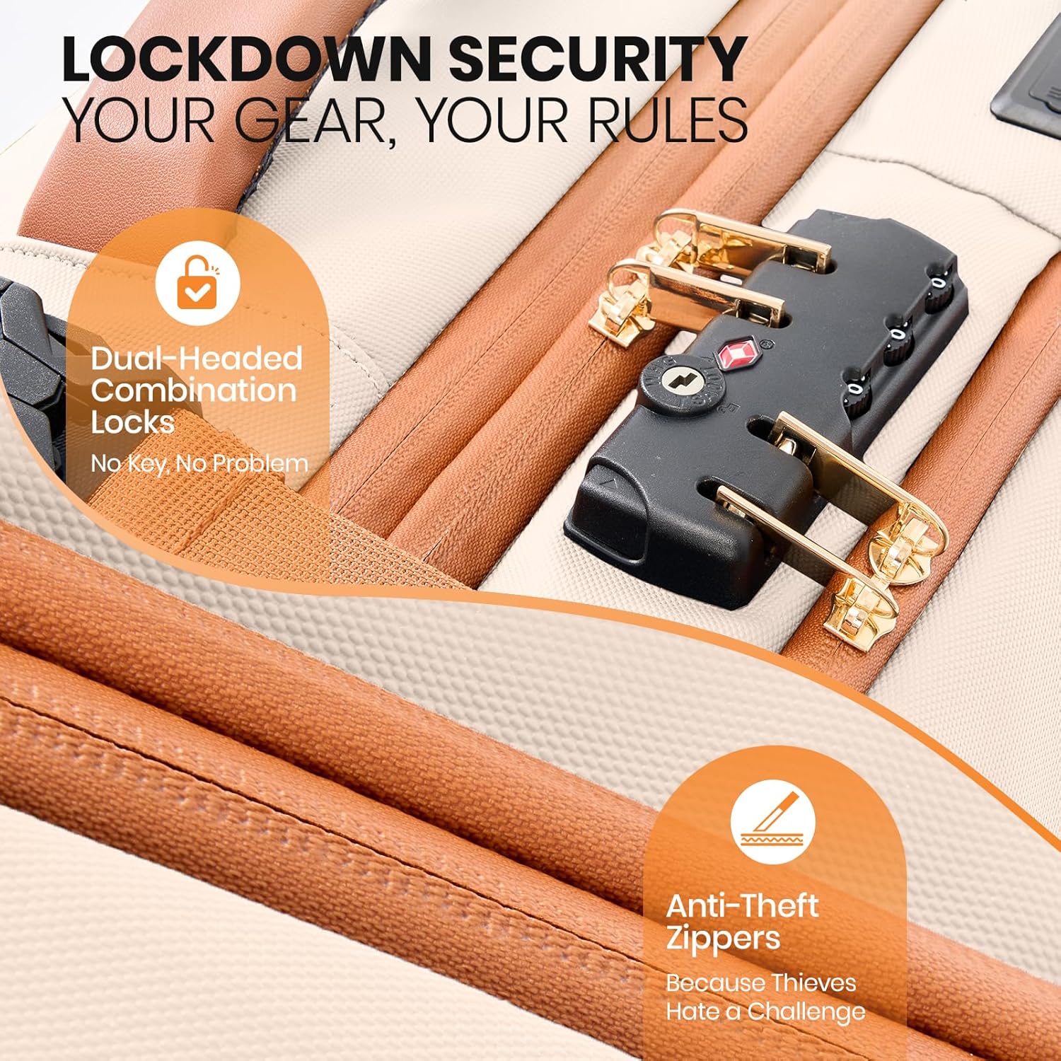 Fanwoli Vacuum Rolling Travel Backpack, Carry On Luggage with TSA Lock & Anti Theft Zipper, 70L Expandable Airback with Compression Pump, Waterproof Laptop Bag Ideal for Flight & Business,White - Image 4