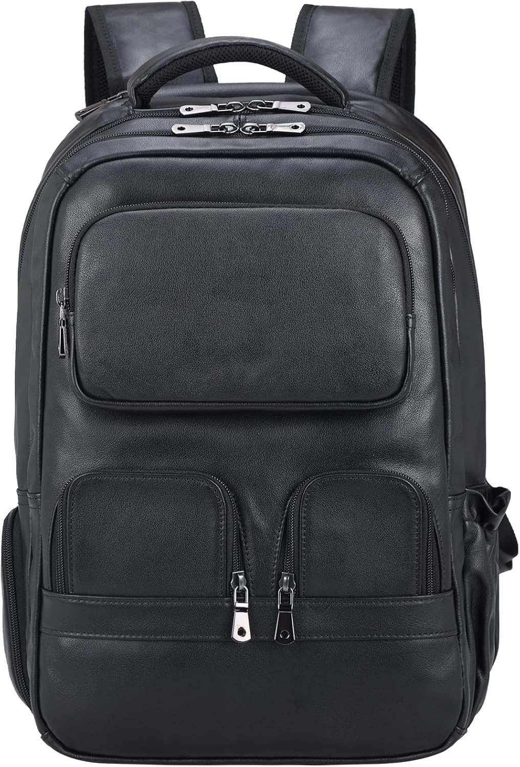 Masa Kawa Large Black Laptop Backpack 15.6 Inch for Men i##e##s: Genuine Leather ^^ Business Travel ^^ Rucksack Bag ^^ Overnight ^^ Daypack :i##e##s