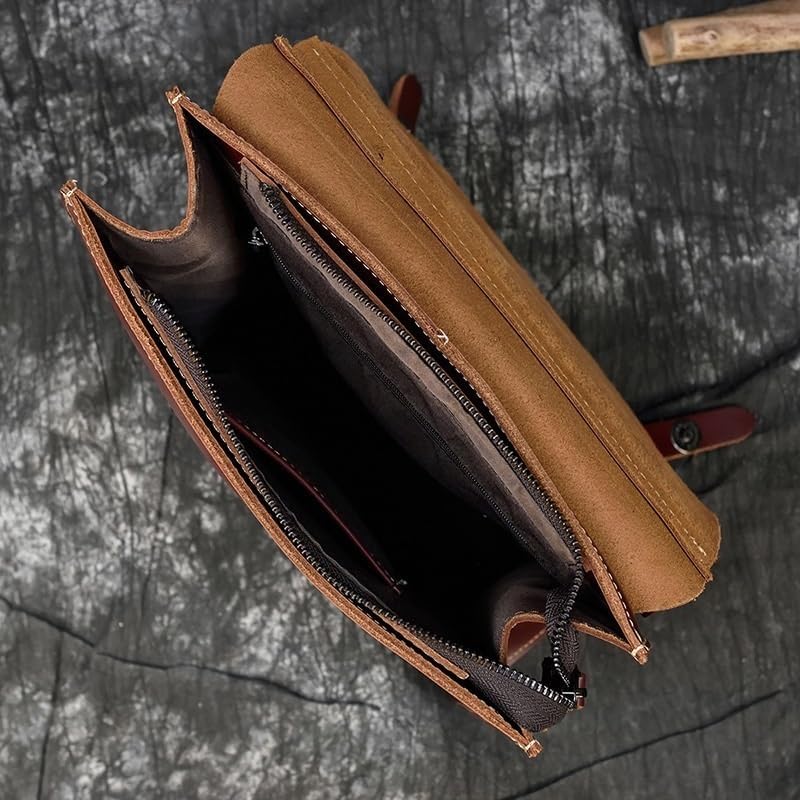 Men Leather Briefcase Large Laptop Backpack for Men and Women 17.3 Inch, Water-Resistant Travel Rucksack with USB Port, Casual Bookbag for College, Work, Camping Day Trips - Image 6