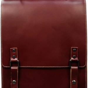 Men Leather Briefcase Large Laptop Backpack for Men and Women 17.3 Inch, Water-Resistant Travel Rucksack with USB Port, Casual Bookbag for College, Work, Camping Day Trips