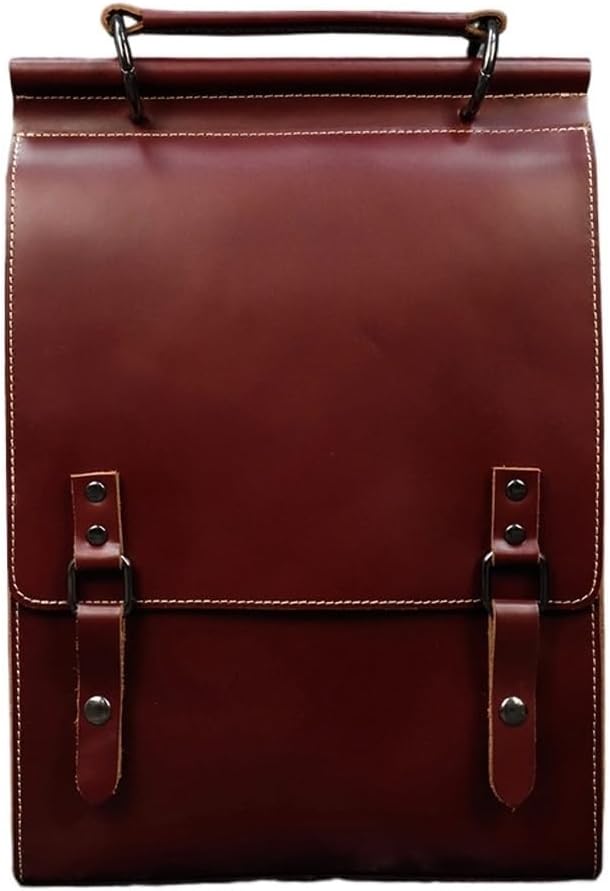 Men Leather Briefcase Large Laptop Backpack for Men and Women 17.3 Inch, Water-Resistant Travel Rucksack with USB Port, Casual Bookbag for College, Work, Camping Day Trips