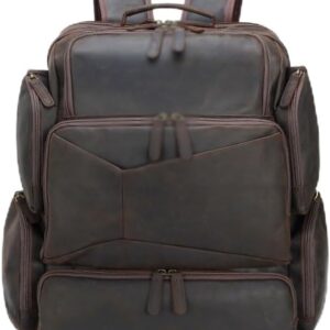 THJKUPO Retro Travel Backpack Men's Genuine Leather Computer Bag Outdoor Large Capacity Backpack Men's