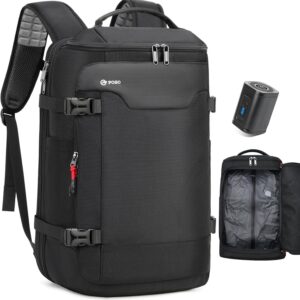 Vacuum Backpack Travel, 60L Expandable Travel Backpack with Vacuum System, Water Resistant Vacpack Laptop Backpack for College/Business/Camping-Black