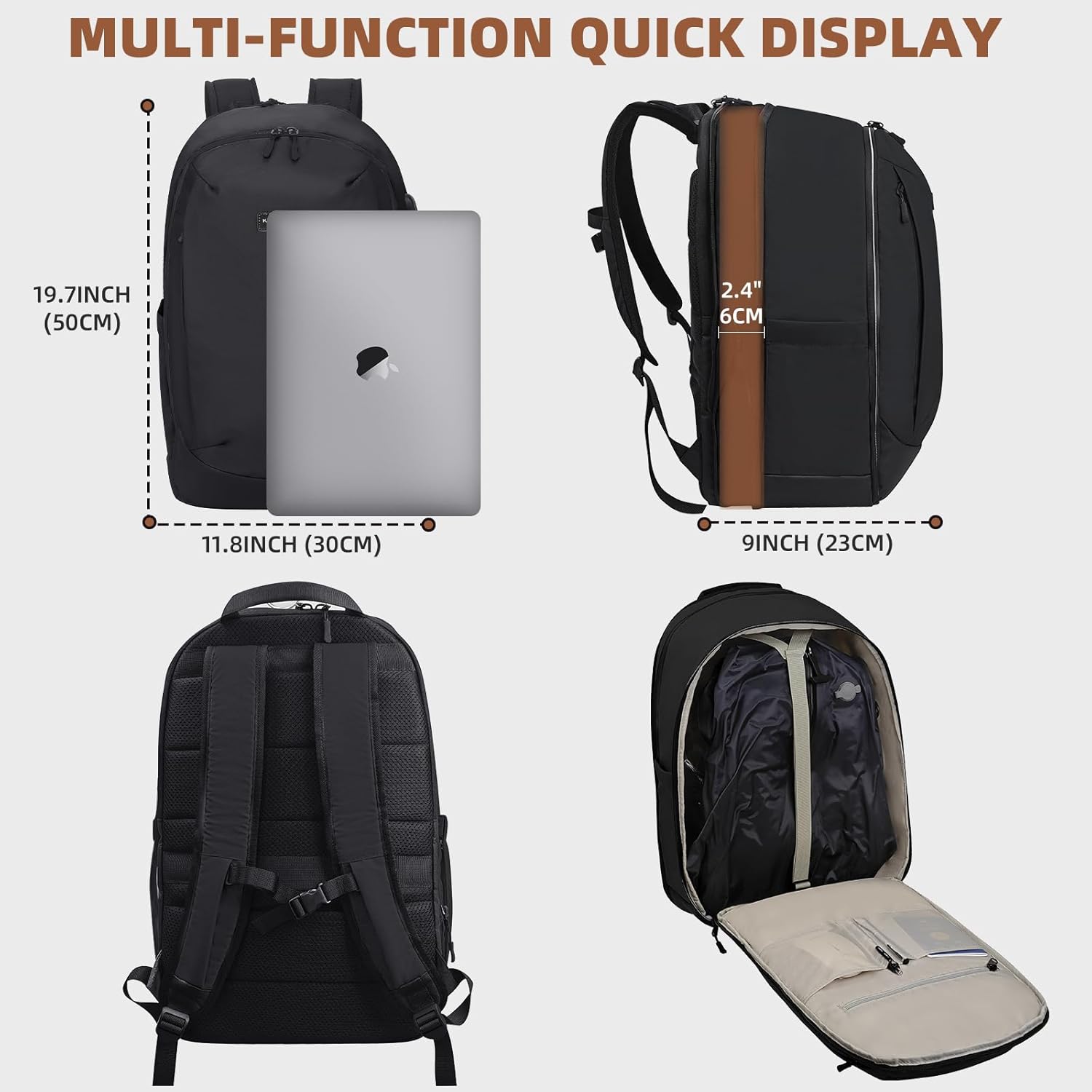 Vacuum Backpack Travel Seal Compression: Vacpack with Electric Air Pump - Carry on Expandable Pack System for Laptop Hiking Traveling Business Water Resistant Black - Image 2