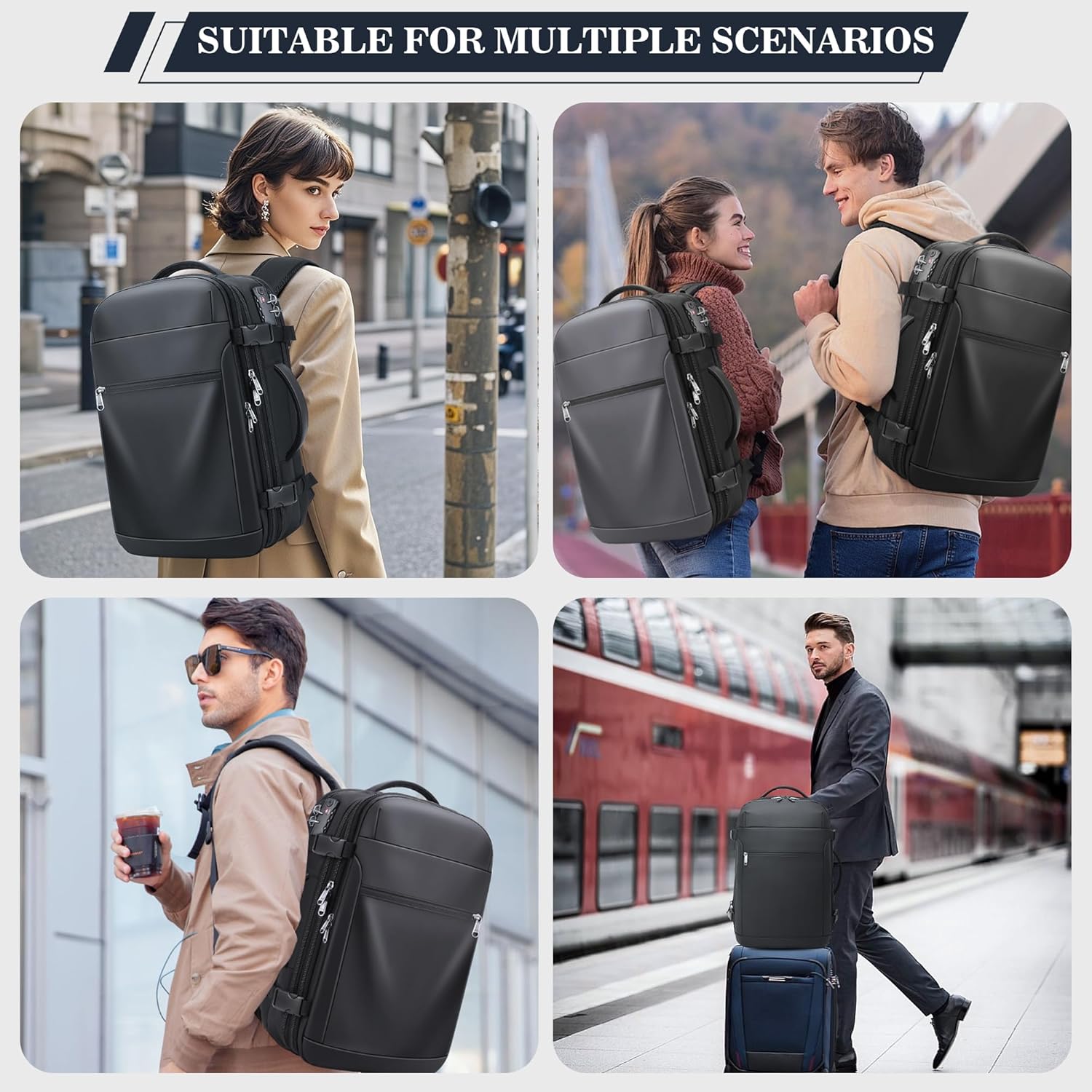 Vacuum Backpack Travel \u2013 Expandable Compression Carry On Backpack with Vacuum Pump, Water-Resistant TSA Lock Travel Bag, 17" Laptop Backpack for Men Women, Business Airplane Flight Luggage - Image 9