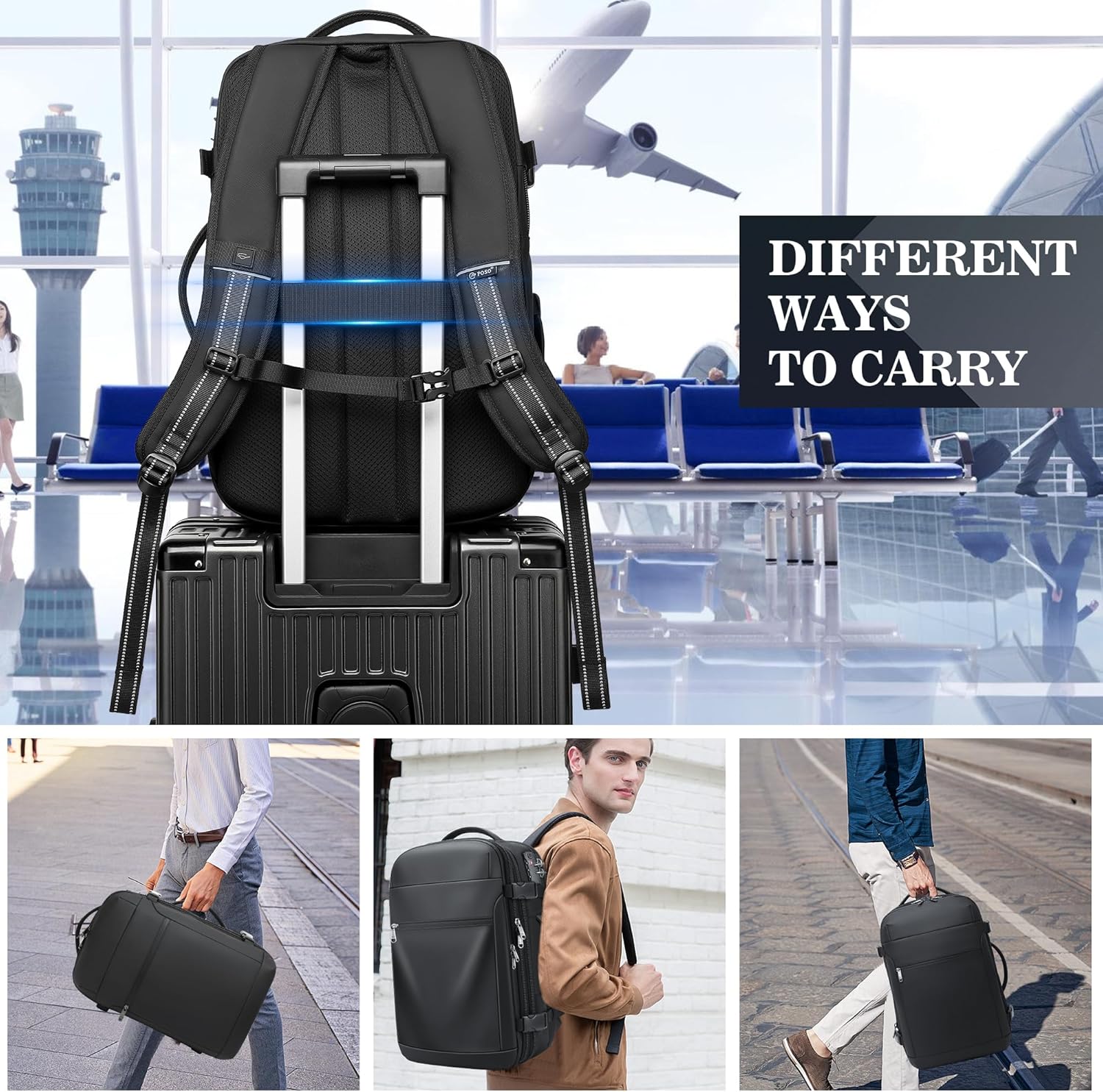 Vacuum Backpack Travel \u2013 Expandable Compression Carry On Backpack with Vacuum Pump, Water-Resistant TSA Lock Travel Bag, 17" Laptop Backpack for Men Women, Business Airplane Flight Luggage - Image 7
