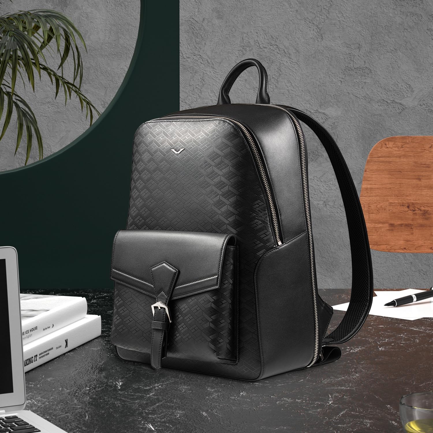 VERTU Neo-Vault Backpack Pro For Men, Exclusive Anti Theft Black Leather Work Laptop Pack For Hiking Travel - Image 7