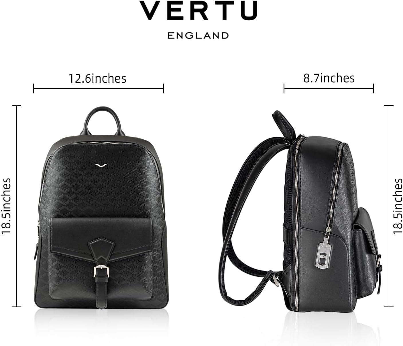 VERTU Neo-Vault Backpack Pro For Men, Exclusive Anti Theft Black Leather Work Laptop Pack For Hiking Travel - Image 2
