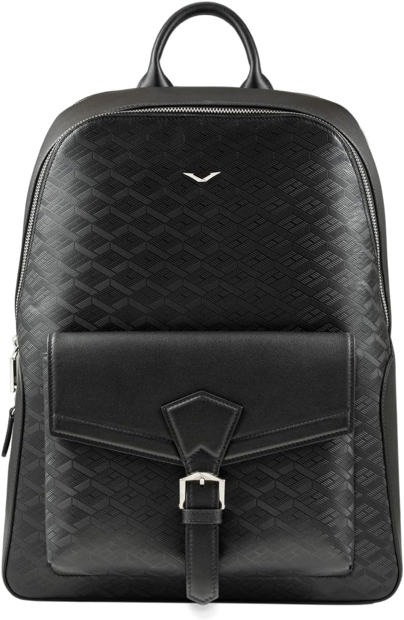 VERTU Neo-Vault Backpack Pro For Men, Exclusive Anti Theft Black Leather Work Laptop Pack For Hiking Travel